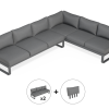 Fino Config E - Outdoor Modular Sofa in Matt Charcoal aluminium with Dark Grey Cushions