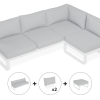 Fino Config C - Outdoor Modular Sofa in Matt White aluminium with Light Grey Cushions