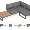 Fino Config D - Outdoor Modular Sofa in Matt Charcoal aluminium with Dark Grey Cushions