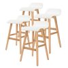 4X Wooden Bar Stool Dining Chair Leather SOPHIA 65cm WHITE