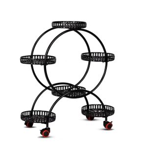 NOVEDEN 4 Layer 6 Pots Flower Holder Plant Stand Shelf with 4-Wheel