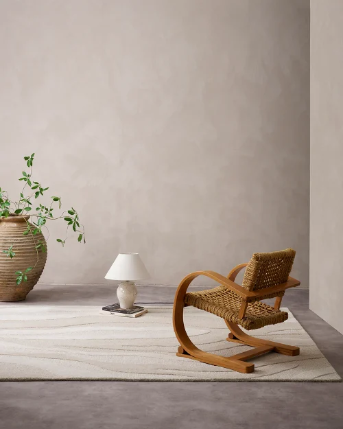 Sand-colored floor rug