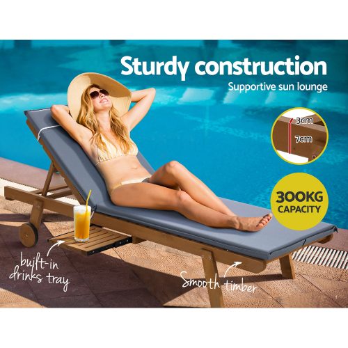Wooden Lounger Outdoor Furniture Day Bed