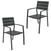 Percy 2pc Set Outdoor Dining Table Chair Aluminium Frame Grey