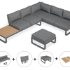 Fino Config F - Outdoor Modular Sofa with Matt Charcoal aluminium in Dark Grey Cushions