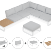 Fino Config F - Outdoor Modular Sofa in Matt White aluminium with Light Grey Cushions