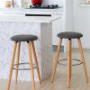 2 Cotton/Steel Modern Padded Barstools (Grey/Wood)