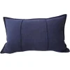 Eveleigh Stonewashed Linen Cotton Cushion 40x60cm Lumbar - Navy Blue | Embroidery Double Striped