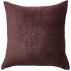 Fontainebleau Cotton Velvet & French Linen Two Sided Cushion 55cm Square - Dark Maroon