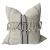 Malibu Breeze Linen Cushion 50cm Square - Tassel Natural | Black Striped