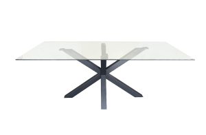 Miles Black With Clear Glass Dining Table - 90cm x 180cm
