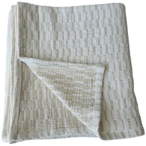 Mosaic Jacquard Double Sided Linen Cotton Throw 220 x 150cm