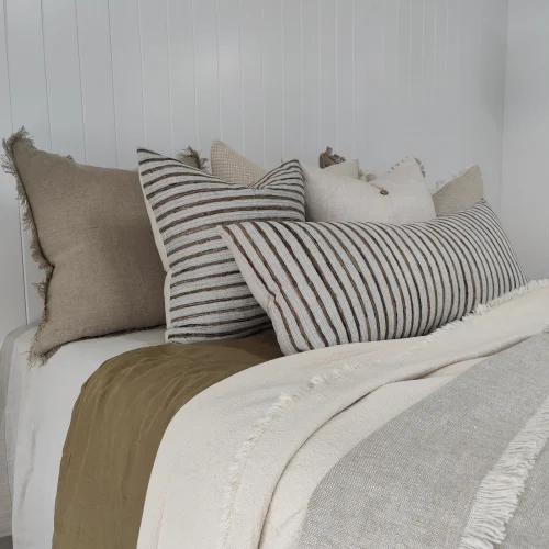 Oatmeal linen bedcover