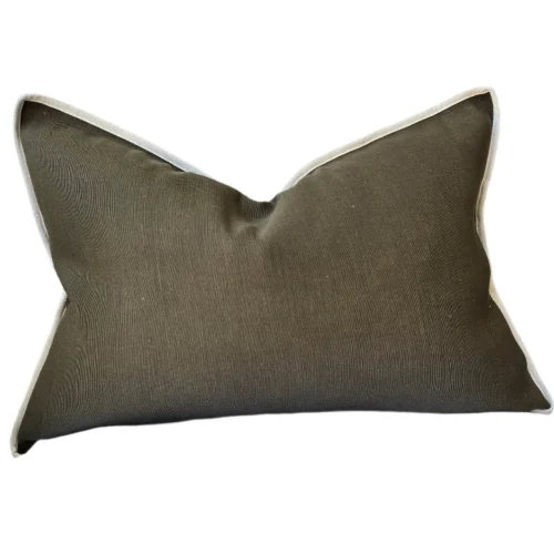 Reine Heavyweight Linen Cushion 40x60cm Lumbar - Army Green