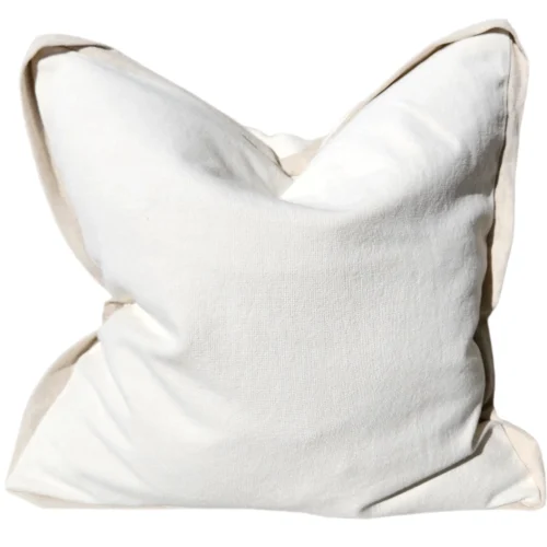 Reine Linen Cushion 55cm Square - White with Natural Border