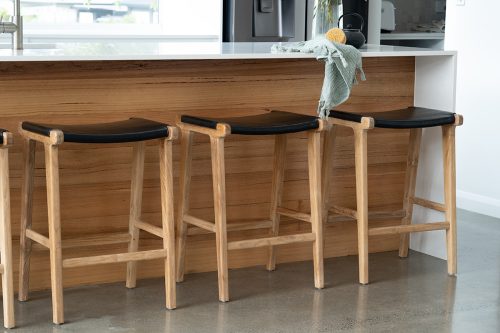 Black leather counter stool