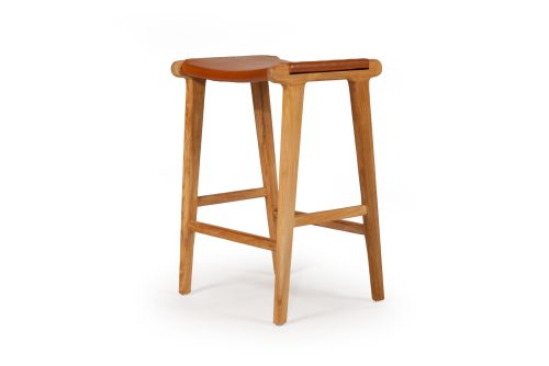 Flat tan leather stool