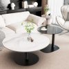 Interior Ave - Halo Two Piece Coffee Table Set - White Stone & Tempered Glass