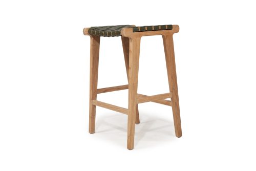 Olive woven stool