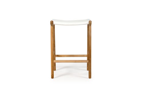 Pasadena Leather Saddle Stool – White – Flat