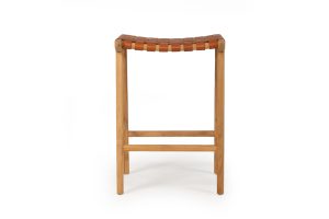 Pasadena Leather Saddle Stool – Woven Tan