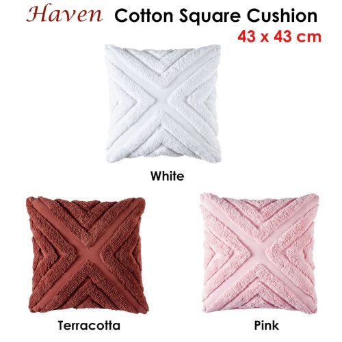 White Cotton Chenille Square Cushion