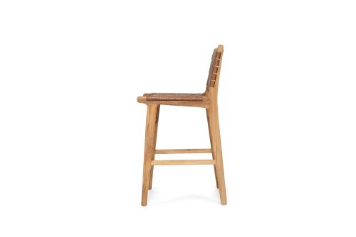 Woven leather counter stool