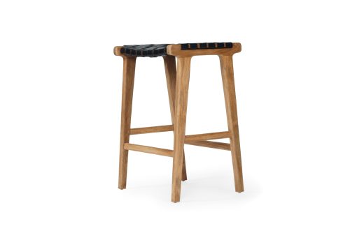Woven leather stool