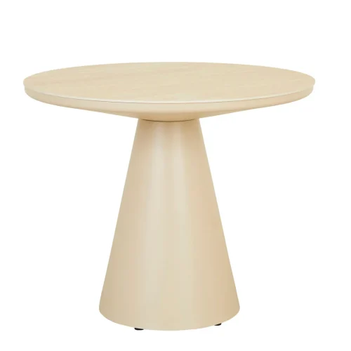 Beige round dining table