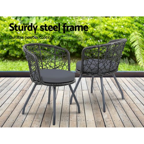 Black rattan bistro set