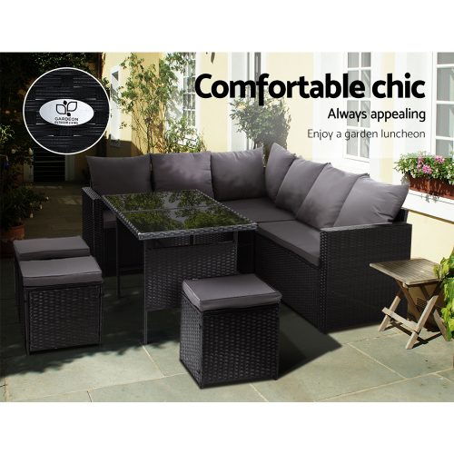 Black wicker furniture set