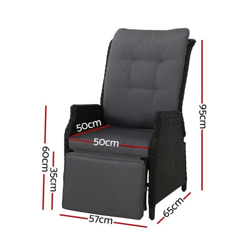 Black wicker sun loungers