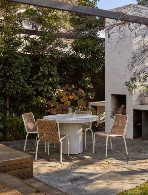 Burnt sienna tile dining table