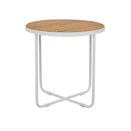 Cali Cross Side Table - Natural Teak - White