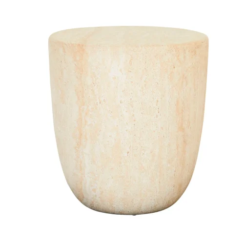 Lucia Sphere Side Table - Faux Natural Travertine