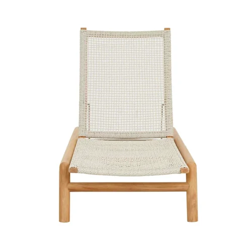 Mira Sunbed - White Braid - Natural Teak