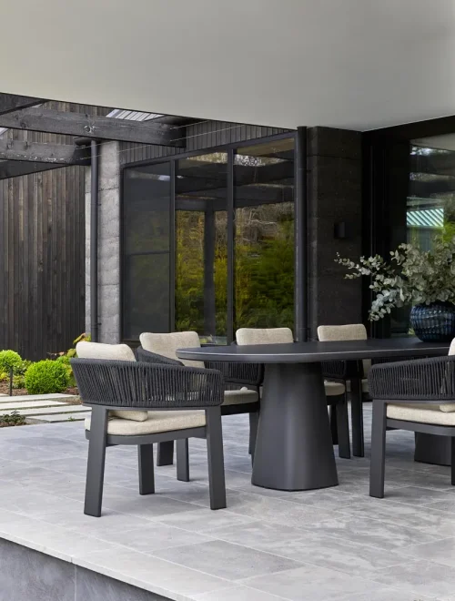 Valencia Dining Table - Faux Travertine - Beige - Image 2