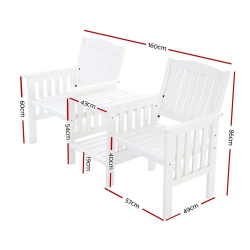 Outdoor wooden bench set