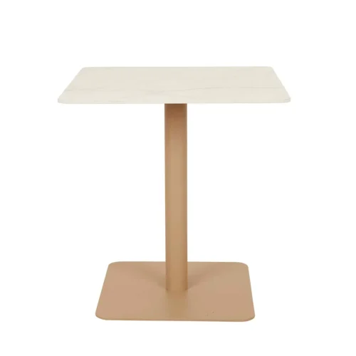 Portsea Loft Dining Table - White Stone - Natural Aluminium