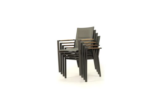 Roberto Stackable Outdoor Dining Chair – Asteroid Black (Charcoal) – Set of 4