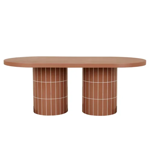 Seville Tile Oval Dining Table - Burnt Sienna Tile - Burnt Sienna
