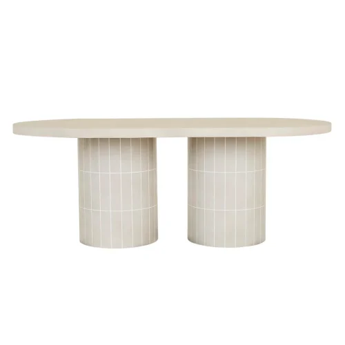 Seville Tile Oval Dining Table - Pearl White - Matt Pearl White