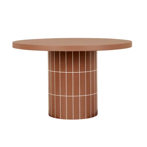 Seville Tile Round Dining Table - Burnt Sienna Tile - Burnt Sienna