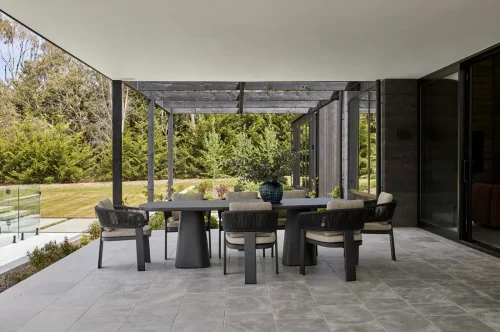Travertine look dining table