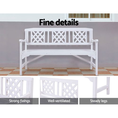 White garden bench