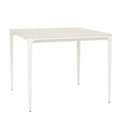 White stone dining table