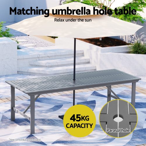 Wooden dining set for outdoors