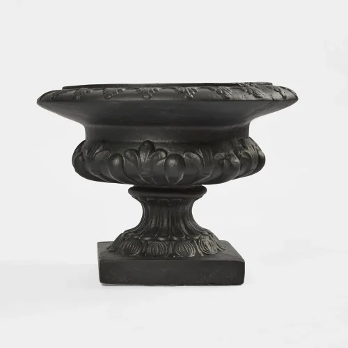 black urn planter