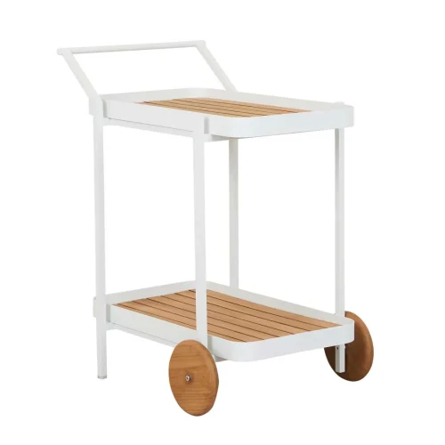 natural teak bar cart