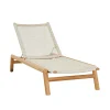 Mira Sunbed - White Braid - Natural Teak